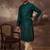 Men teal silk blend solid embroidered straight kurta with pant set