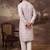 Men lavender silk blend solid embroidered straight kurta with pant set