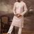 Men pink silk blend solid embroidered straight kurta with pant set