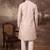 Men pink silk blend solid embroidered straight kurta with pant set