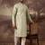 Men green silk blend solid embroidered straight kurta with pant set