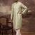 Men green silk blend solid embroidered straight kurta with pant set