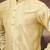 Men yellow silk blend solid embroidered straight kurta with pant set
