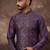 Men purple silk blend embroidered sequins straight kurta with trouser