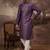Men purple silk blend embroidered sequins straight kurta with trouser