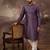 Men purple silk blend embroidered sequins straight kurta with trouser