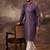 Men purple silk blend embroidered sequins straight kurta with trouser