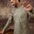 Men green silk blend solid embroidered straight kurta with trouser