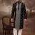 Men black silk blend solid embroidered straight kurta with pant set