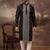 Men black silk blend solid embroidered straight kurta with pant set