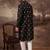 Men black silk blend solid embroidered straight kurta with pant set