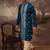 Men blue silk blend solid embroidered straight kurta with pant set