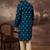 Men blue silk blend solid embroidered straight kurta with pant set