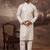 Men white silk blend solid embroidered straight kurta with pant set