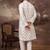Men white silk blend solid embroidered straight kurta with pant set
