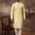 Men yellow silk blend solid embroidered straight kurta with pant set