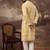 Men yellow viscose rayon solid embroidered straight kurta with trouser