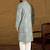 Men blue viscose rayon solid embroidered straight kurta with pant set
