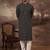 Men black viscose rayon bandhani embroidered straight kurta with pant set