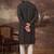 Men black viscose rayon bandhani embroidered straight kurta with pant set