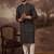 Men black viscose rayon ethnic motifs embroidered straight kurta with pant set