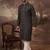 Men black viscose rayon ethnic motifs embroidered straight kurta with pant set