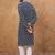 Men blue viscose rayon shibori embroidered straight kurta with pant set