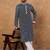 Men blue viscose rayon shibori embroidered straight kurta with pant set