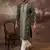 Men green silk blend solid embroidered straight kurta with pant set
