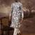 Men blue viscose rayon floral embroidered straight kurta with trouser