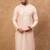 Men peach silk blend solid embroidered straight kurta with pant set