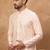 Men peach silk blend solid embroidered straight kurta with pant set