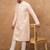 Men peach silk blend solid embroidered straight kurta with pant set