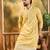 Men yellow silk blend solid embroidered straight kurta with trouser