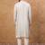 Men grey silk blend solid embroidered straight kurta with pant set