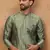 Men green silk blend solid embroidered straight kurta with pant set
