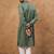 Men green silk blend solid embroidered straight kurta with pant set