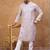 Men lavender silk blend solid embroidered straight kurta with pant set