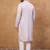 Men lavender silk blend solid embroidered straight kurta with pant set