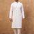 Men white silk blend solid embroidered straight kurta with pant set