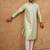 Men peach silk blend solid embroidered straight kurta with pant set