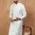 Men blue silk blend solid embroidered straight kurta with pant set