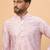 Men lavender silk blend solid embroidered straight kurta with pant set