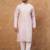Men lavender silk blend solid embroidered straight kurta with pant set