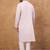 Men lavender silk blend solid embroidered straight kurta with pant set