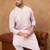 Men lavender silk blend solid embroidered straight kurta with pant set