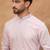 Men lavender silk blend solid embroidered straight kurta with pant set