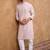 Men lavender silk blend solid embroidered straight kurta with pant set