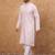 Men lavender silk blend solid embroidered straight kurta with pant set