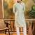 Men green silk blend solid embroidered straight kurta with trouser